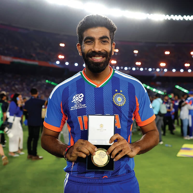 Jasprit Bumrah with T20 World Cup 2026 Player of the Match Medal