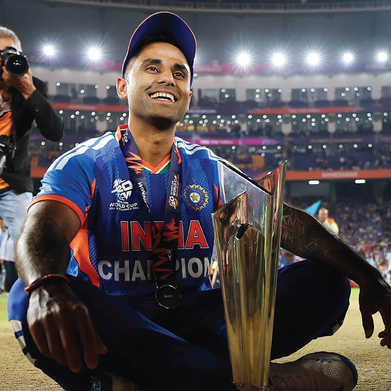 Surya Kumar Yadav with T20 Worldcup 2026 Trophy Image